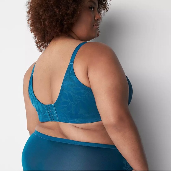 Cacique invisible lace back smoother teal full coverage underwire bra 42DD. C3 - Picture 3 of 11